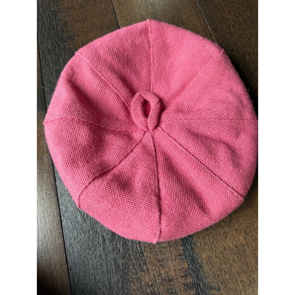 Vintage Kaufmann's Vendome Boutique Pink Knit Newsboy Hat Made in Italy Cap